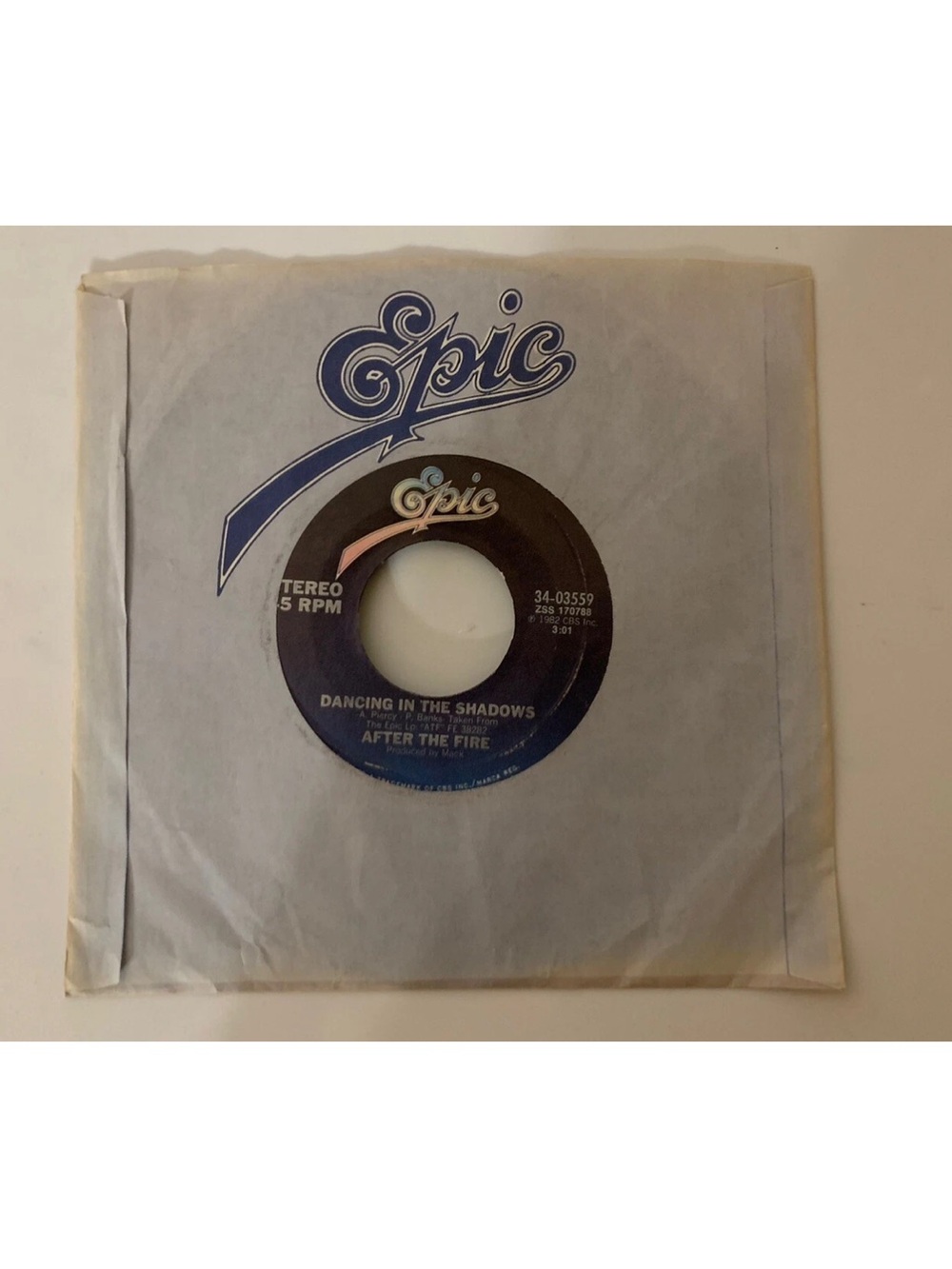 1982 After The Fire‎ DER KOMMISSAR (45RPM 7”) Epic Dancing In The Shadows